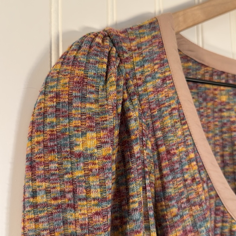 By Anthropologie Women’s Puff Long Sleeve Knit 1/4 Button Down Henley Size Small - Picture 6 of 16